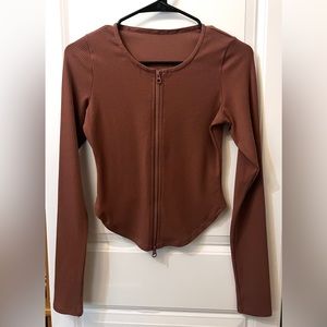 Alo Yoga Ribbed Stardust Jacket, Chestnut, Small